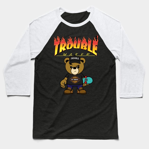 skater teddy bear Baseball T-Shirt by janvimar